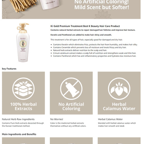 Tratamentul premium Daeng Gi Meo Ri Ki Gold într-un ambalaj generos de 500 ml oferă o îngrijire intensivă și profund nutritivă pentru păr. Creat pe baza unei formule brevetate și a metodelor tradiționale coreene, acest tratament conține extracte din plante medicinale orientale care ajută la repararea și întărirea firului de păr. Acest produs este un aliat excelent pentru cei care se confruntă cu păr deteriorat, uscat sau predispus la cădere, asigurând hidratare, fortificare și o strălucire sănătoasă.